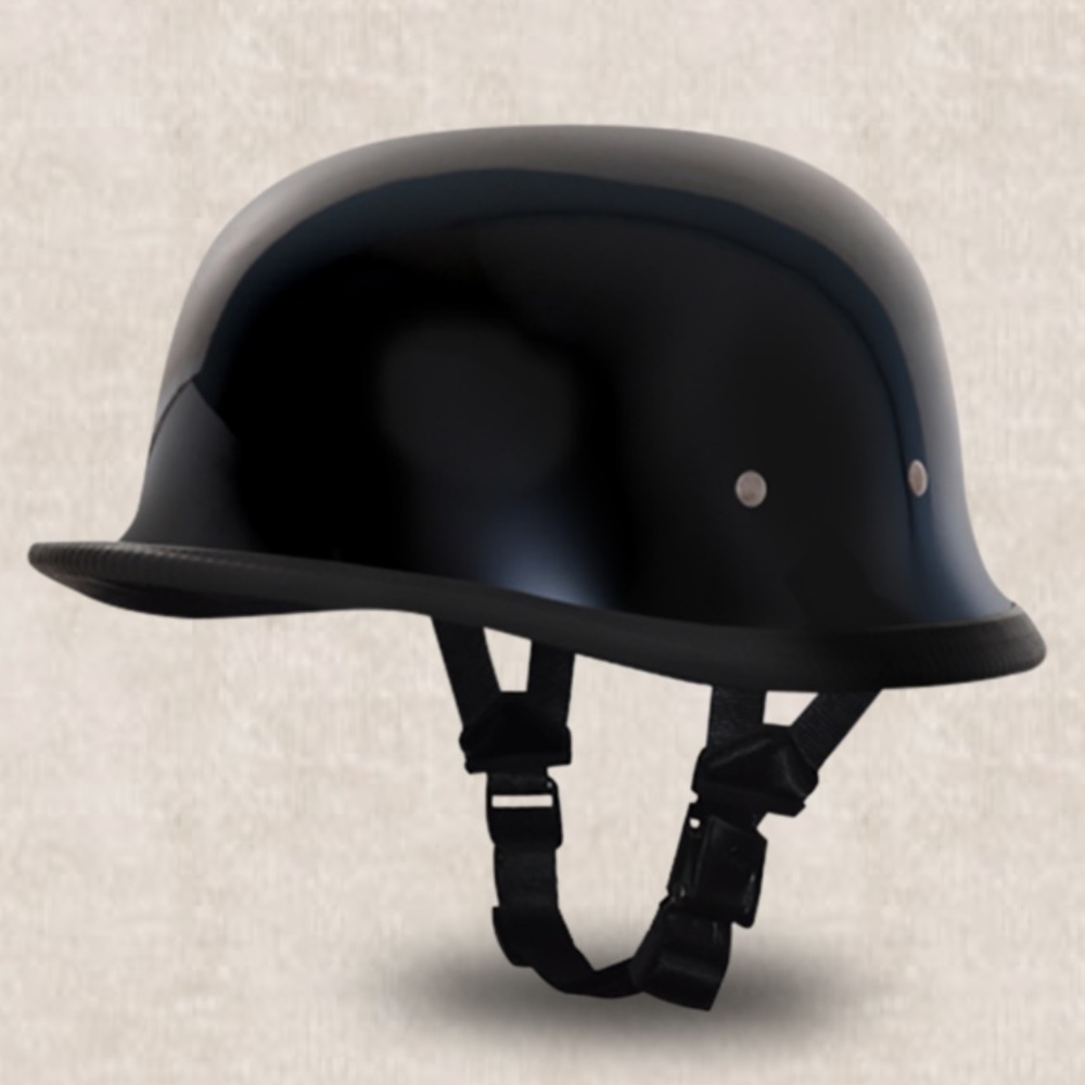 Daytona Novelty Gloss Black German Low Profile Half Helmet - M